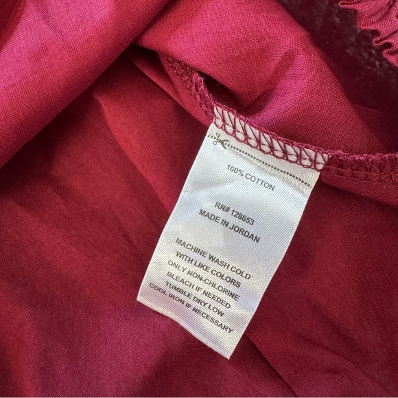 Calypso St. Barth Burgundy Lace Blouse Vacation Island Style Feminine Cotton Med - Picture 10 of 10